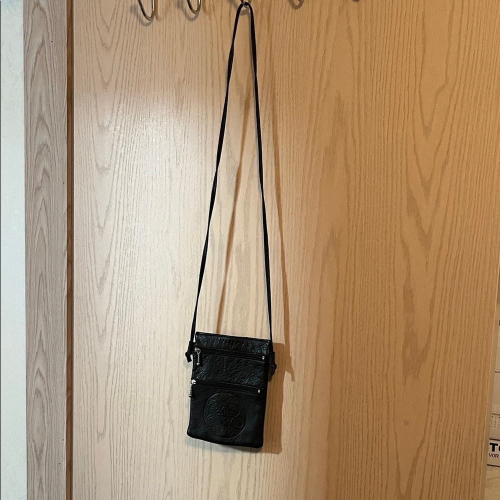 Black Mini Crossbody Bag with Embossed Logo